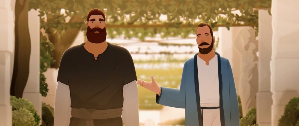 Picture of the disciples in the animated series of the Sermon on the Mount Bible study project.